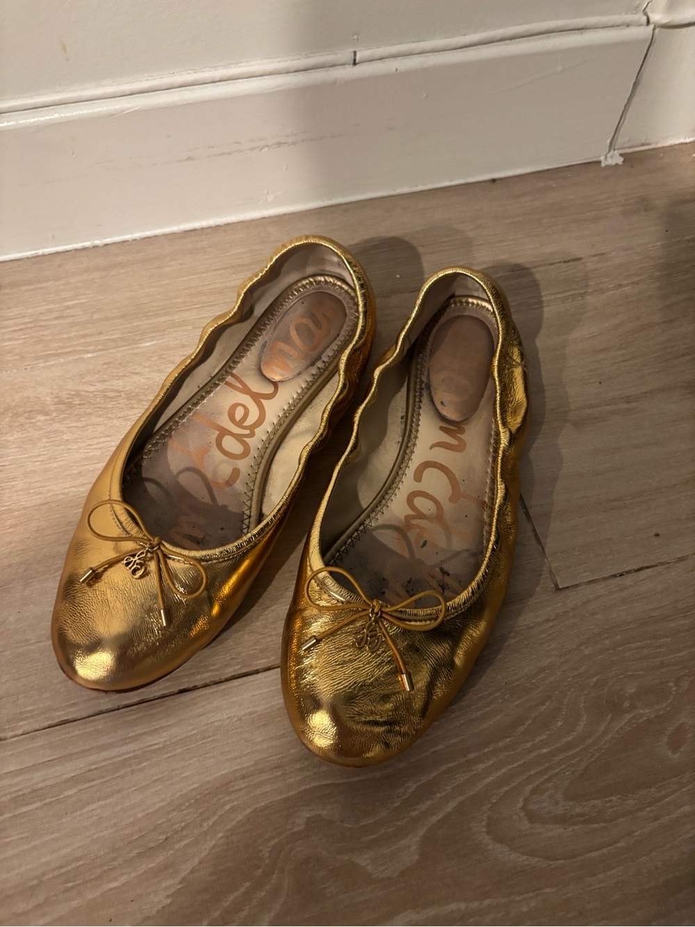Sam Edelman Metallic Gold Ballet Flats - Picture 2 of 8